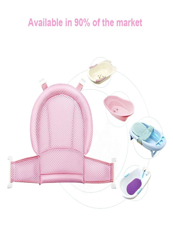RUIXIA Universal Adjustable Baby Bath Tube Support Mesh Net Soft Breathable Infants Shower Pad Bathing Mat 4-Points Anti-Slip Bathtub Seat with Sponge Cushion Age 0-36 Months, TPink, One Size - Image 5